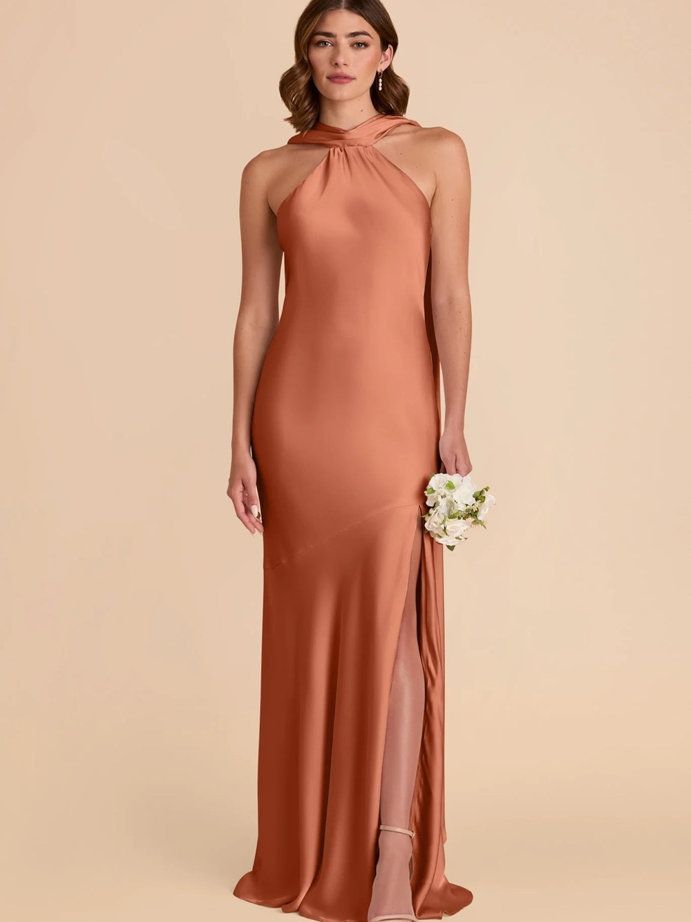 Birdy Grey Eileen Dress Matte Satin Terracotta